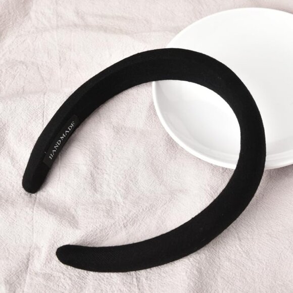 Black Padded Headband for Women - Wide, Simple, Soft Satin Hair Hoop for Girls a - Picture 6 of 7